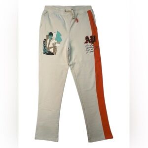 Sz 3xl Apprv Men's Cream and Orange cotton sweat Pants